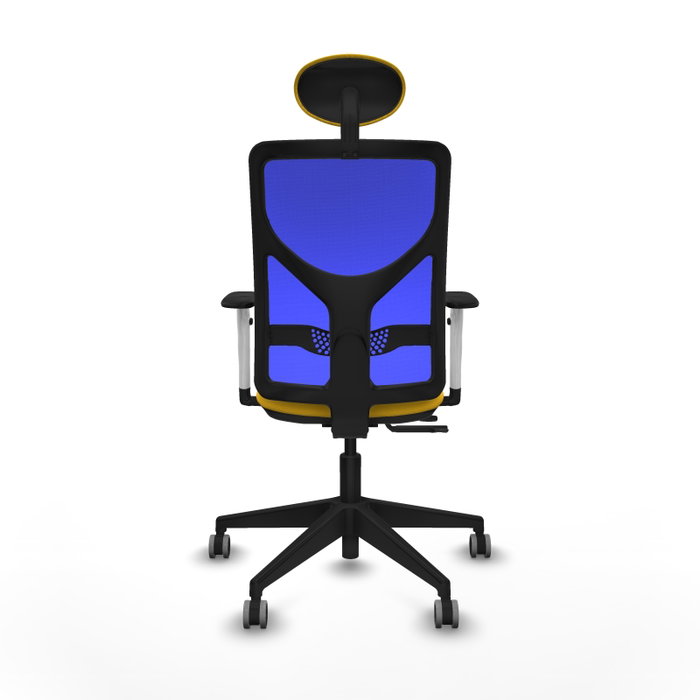 PIQUERAS Y CRESPO Silla de oficina Motilla con mecanismo Sincro/Traslack Amarillo y Azul