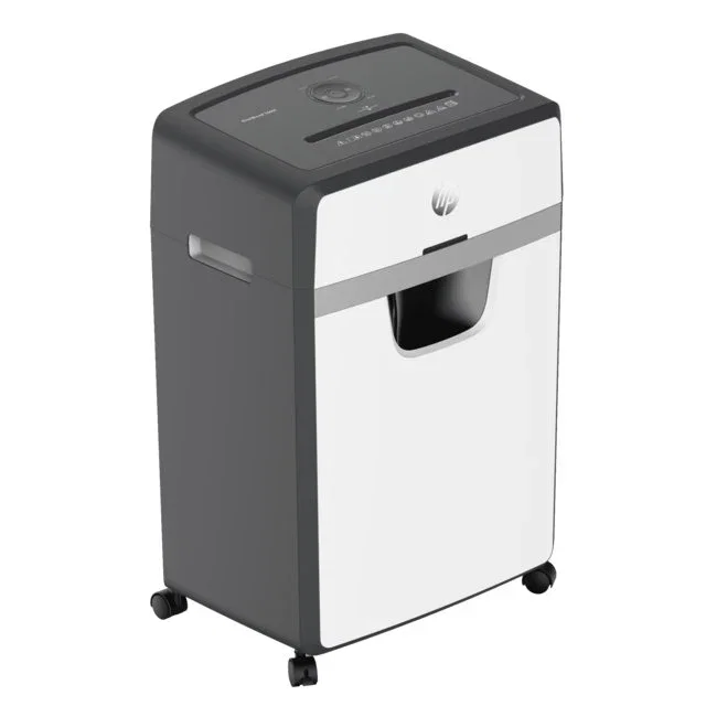HP OneShred 24CC Destructora de papel - Corte en partículas P-4, 24 hojas, 30L, 65 dB, tritura grapas y tarjetas, color blanco y negro