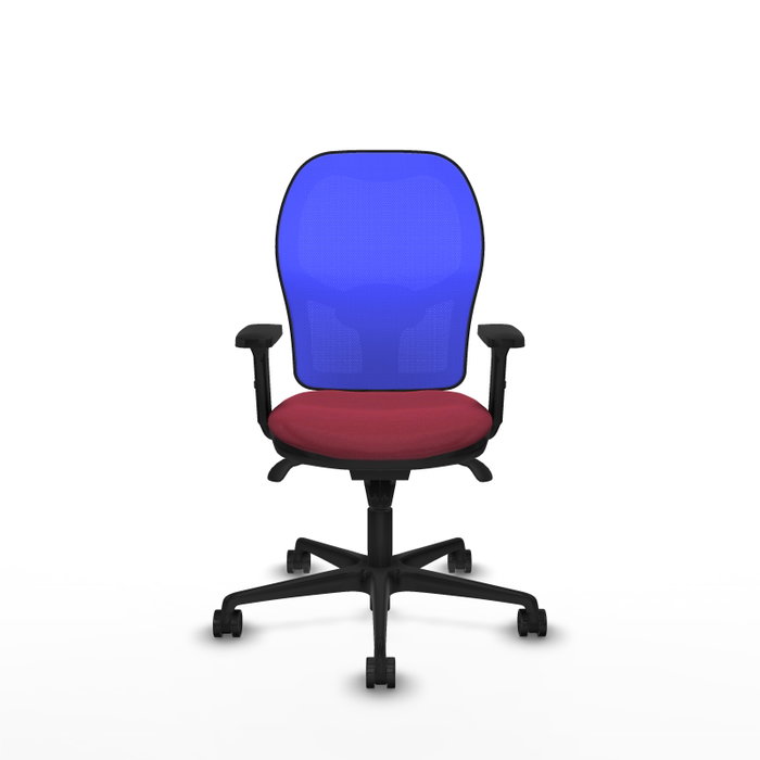 PIQUERAS Y CRESPO Silla de oficina Jorquera con mecanismo Sincro, Tela Granate y Malla Azul