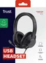 Trust Ayda Max Auriculares Circumaurales con Micrófono USB Negro