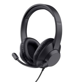 Trust Auriculares Ayda Max con Micrófono Flexible, Diadema Ajustable, Almohadillas Circumaurales, Control de Volumen, USB-C y USB-A, Plug and Play, Negro