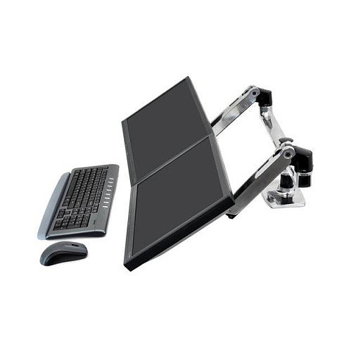 Ergotron LX Montaje de Brazo para 2 Monitores Hasta 68.6 cm / 27 Pulgadas, 18.1 kg, VESA 100x100 mm, 45-245-026