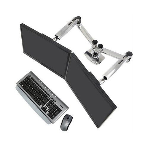 Ergotron LX Montaje de Brazo para 2 Monitores Hasta 68.6 cm / 27 Pulgadas, 18.1 kg, VESA 100x100 mm, 45-245-026