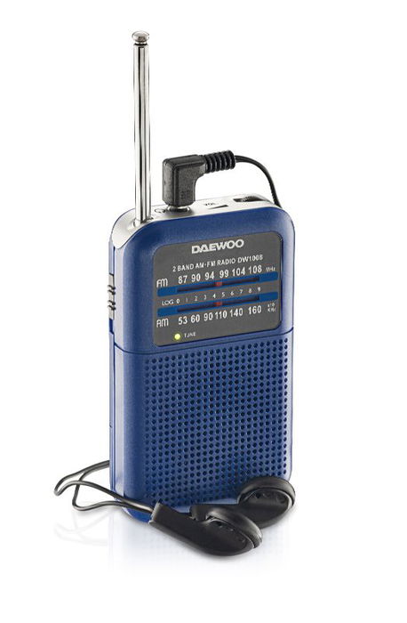 DAEWOO Radio AM/FM Portátil, Sintonizador Digital, Color Azul, Modelo RADIO DAEWOO AM/FM AZUL