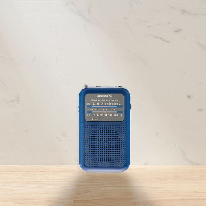 DAEWOO Radio AM/FM Portátil, Sintonizador Digital, Color Azul, Modelo RADIO DAEWOO AM/FM AZUL