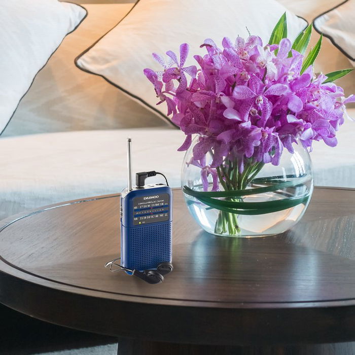 DAEWOO Radio AM/FM Portátil, Sintonizador Digital, Color Azul, Modelo RADIO DAEWOO AM/FM AZUL