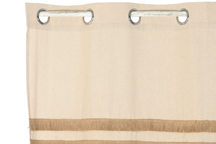 DKD Home Decor Cortina Nature23 Estilo Cottage Natural Algodón Yute 260 x 140 cm (2 Unidades)