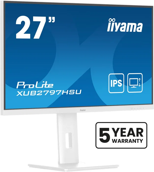 Iiyama ProLite XUB2797HSU-W2 Monitor 27" Full HD (1920x1080) IPS, 100 Hz, 1 ms, FreeSync, HDMI/DP/USB, Altavoces, Ajuste en Altura, Blanco