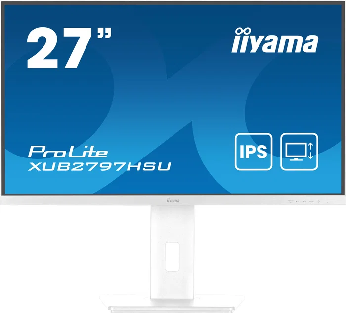 Iiyama ProLite XUB2797HSU-W2 Monitor 27" Full HD (1920x1080) IPS, 100 Hz, 1 ms, FreeSync, HDMI/DP/USB, Altavoces, Ajuste en Altura, Blanco