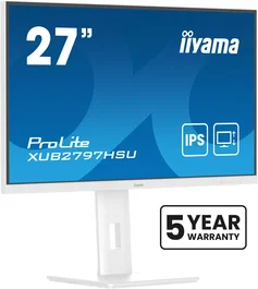Iiyama ProLite XUB2797HSU-W2 Monitor 27" Full HD (1920x1080) IPS, 100 Hz, 1 ms, FreeSync, HDMI/DP/USB, Altavoces, Ajuste en Altura, Blanco