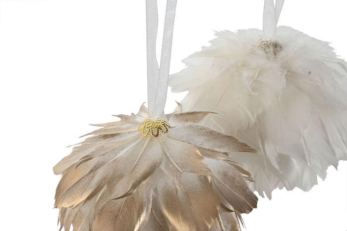 DKD Home Decor Bola Decoración Navidad Moderna Dorado Blanco 10 x 19 x 10 cm (12 Unidades)