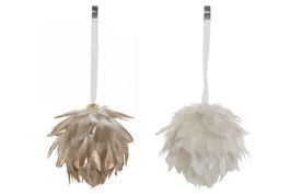 DKD Home Decor Bola Decoración Navidad Moderna Dorado Blanco 10 x 19 x 10 cm (12 Unidades)