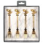 Home Deco Factory Juego de 4 Tenedores Dorados Lounge Hojas 12,2 cm
