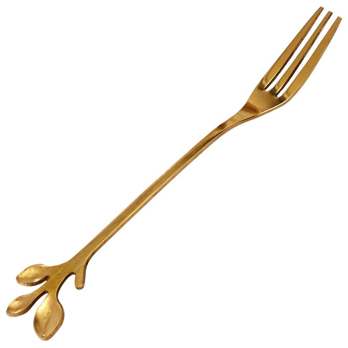 Home Deco Factory Juego de 4 Tenedores Dorados Lounge Hojas 12,2 cm