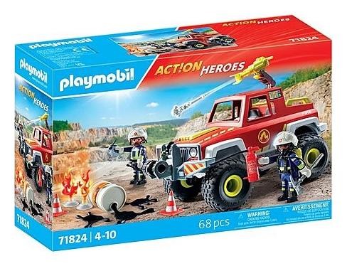 PLAYMOBIL Camión de bomberos con bidón en llamas 71824