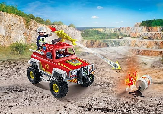 PLAYMOBIL Camión de bomberos con bidón en llamas 71824