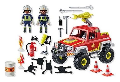 PLAYMOBIL Camión de bomberos con bidón en llamas 71824