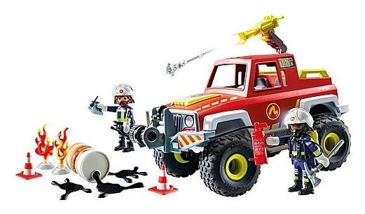 PLAYMOBIL Camión de bomberos con bidón en llamas 71824