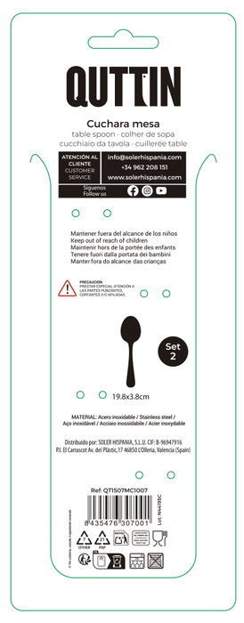 Inde Set 2 Cucharas de Mesa Moma Black Matt (12 Cajas) Inde Set 2 Cucharas de Mesa Moma Black Matt (12 Cajas)