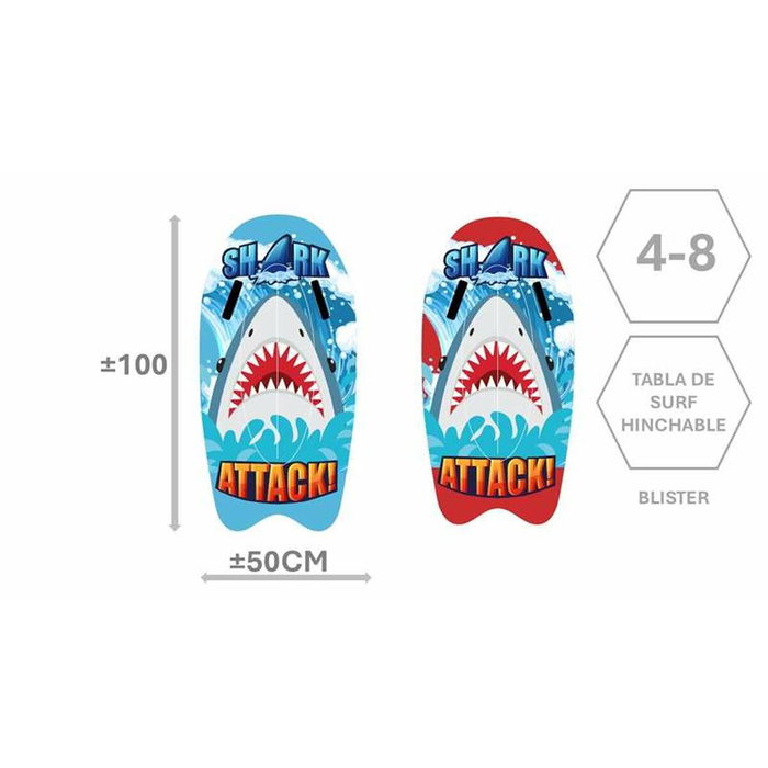 Poessa Tablas de Surf con Asas Hinchable Tiburón 100 cm Poessa Tablas de Surf con Asas Hinchable Tiburón 100 cm