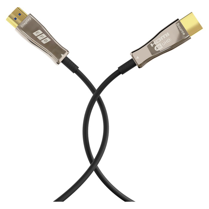 EFB Elektronik HDMI-20-00007 Cable HDMI AOC de Fibra Óptica Activo, 10 m, Negro, 4K 60Hz, HDR, 18 Gbit/s, HDMI 2.0, Dolby Atmos, ARC