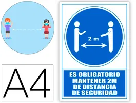 Archivo 2000 Pictograma 2000 Obligatorio Mantener 2m Distancia Seguridad PVC Azul 210x297 mm