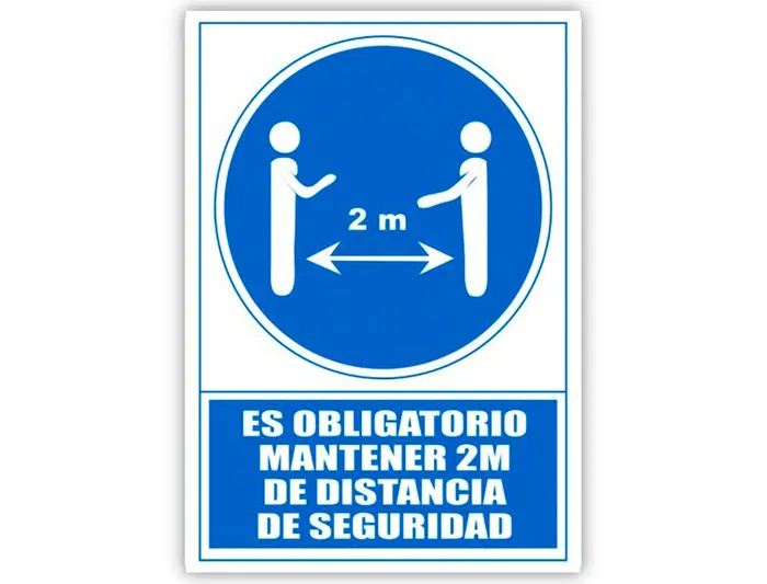 Archivo 2000 Pictograma 2000 Obligatorio Mantener 2m Distancia Seguridad PVC Azul 210x297 mm