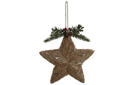 DKD Home Decor Decoracion Colgante Navidad Alpina Natural Porexpan Fibra 5.5 x 21 x 19 cm (6 Unidades)