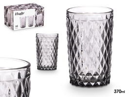 Vivalto Vaso Diamante Gris 370 ml Vidrio 8 x 12.8 x 8 cm (Set de 24)