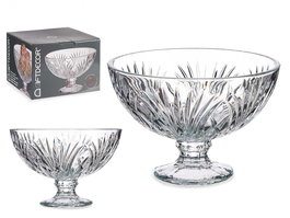 Giftdecor Centro de Mesa 22.3 cm con Pie Hojas Vidrio Transparente (Set de 6)