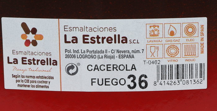 La Estrella Cacerola Esmaltada con Tapa 36 cm - 15 L "Fuego" (2 Unidades)