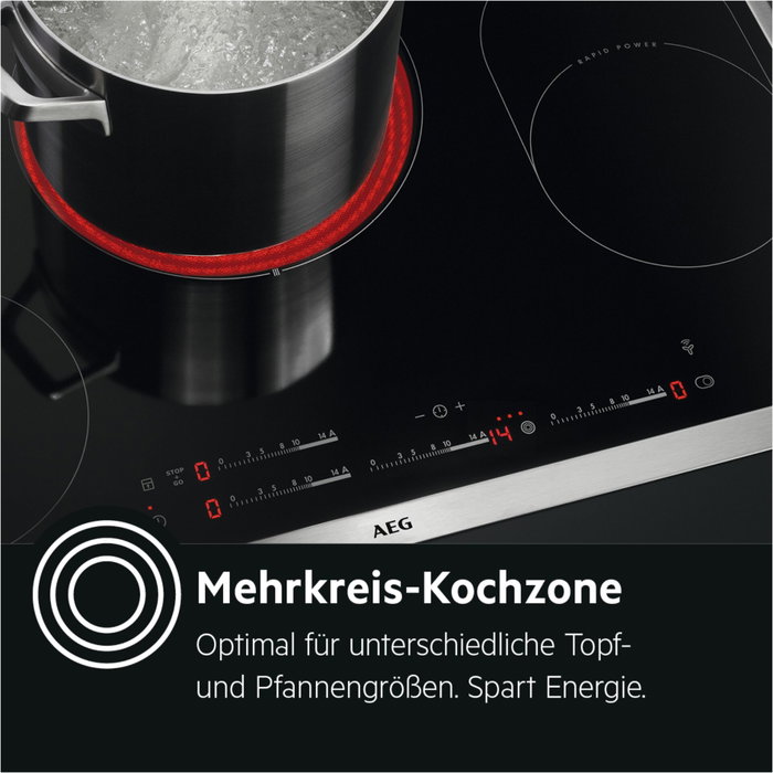 AEG HKC85787XB Placa de Inducción con Marco de Acero Inoxidable
