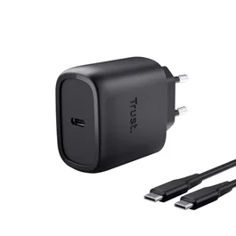 Trust Maxo Cargador Pared GaN 45W USB-C Negro Carga Rápida USB Power Delivery 3.0 Compatible Samsung Incluye Cable USB-C 2m
