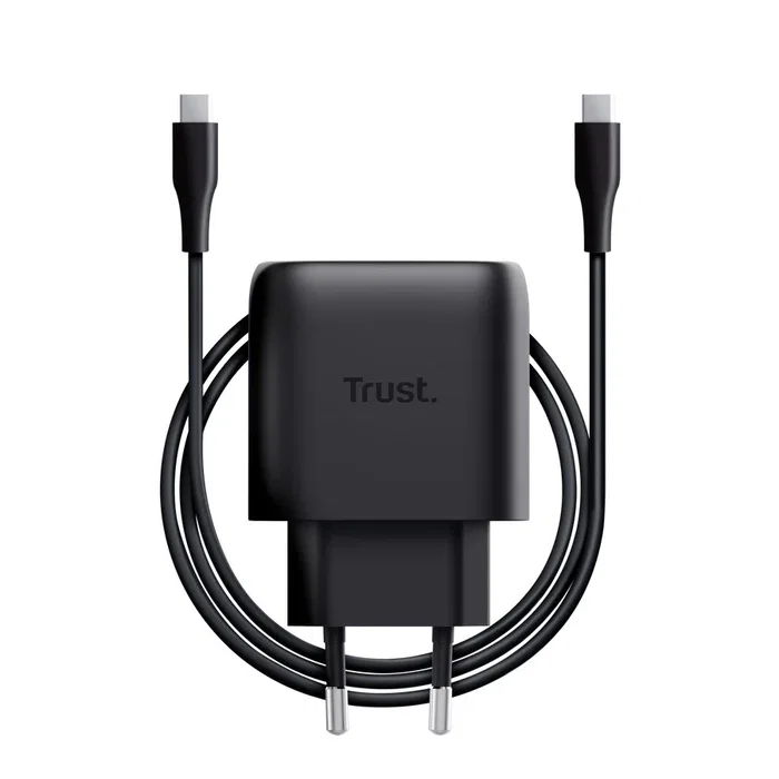 Trust Maxo Cargador Pared GaN 45W USB-C Negro Carga Rápida USB Power Delivery 3.0 Compatible Samsung Incluye Cable USB-C 2m