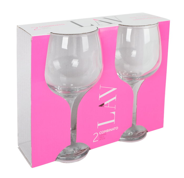 LAV Set de 2 Copas Combinato - Copa de Combinado de 730 cc - Conjunto de Cristalería - 9x10x21.5 cm (12 Cajas)