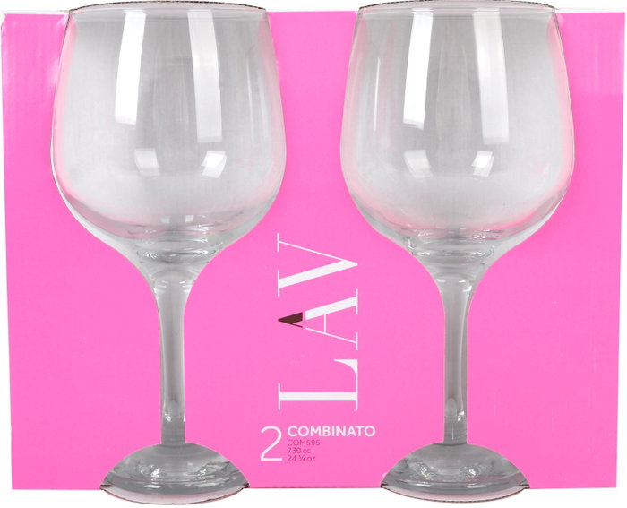LAV Set de 2 Copas Combinato - Copa de Combinado de 730 cc - Conjunto de Cristalería - 9x10x21.5 cm (12 Cajas)