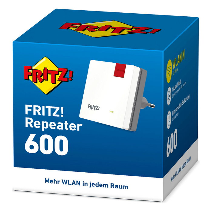 AVM Repeater 600 - Repetidor Wi-Fi, Banda Única (2,4 GHz), 600 Mbit/s, WPA2 AVM Repeater 600 - Repetidor Wi-Fi, Banda Única (2,4 GHz), 600 Mbit/s, WPA2