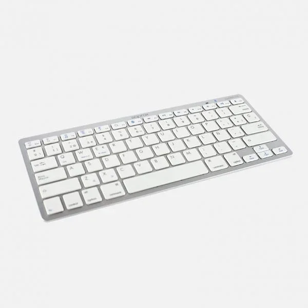 Approx appKBBT02x Teclado Inalámbrico Bluetooth 3.0 Tenkeyless Compacto QWERTY Español con 14 Teclas Multimedia y Alcance 10m - Color Plata