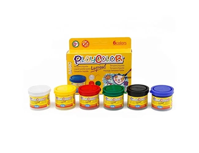 Playcolor Set de 6 Botes de Témpera Líquida Basic 40ml Surtidos
