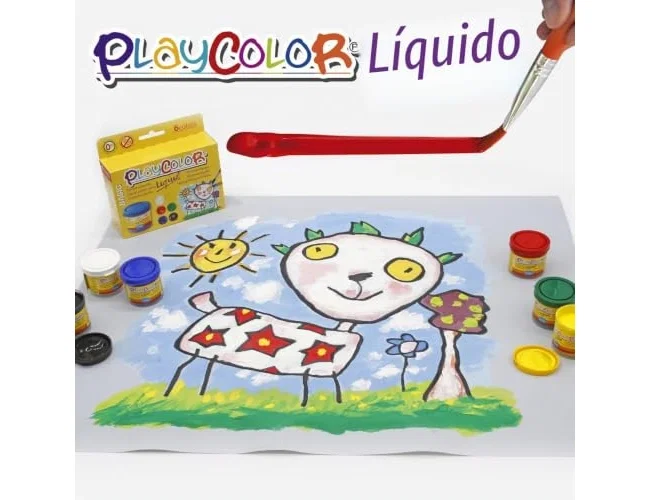 Playcolor Set de 6 Botes de Témpera Líquida Basic 40ml Surtidos