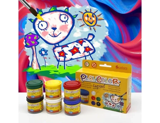 Playcolor Set de 6 Botes de Témpera Líquida Basic 40ml Surtidos