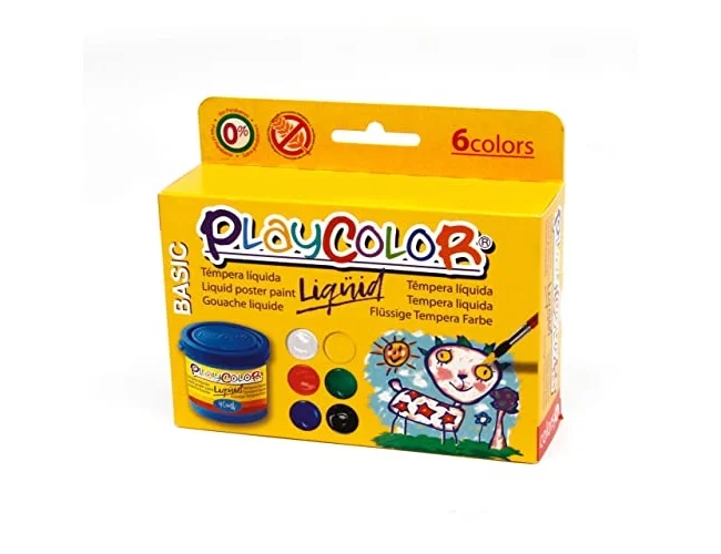 Playcolor Set de 6 Botes de Témpera Líquida Basic 40ml Surtidos