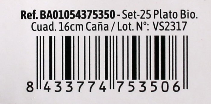 Algon Set 25 Platos Bio Cuadrados 16 cm Caña (12 Unidades) Algon Set 25 Platos Bio Cuadrados 16 cm Caña (12 Unidades)