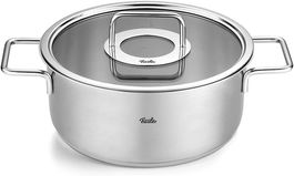 Fissler Pure Profi Cacerola de 24 cm con tapa de cristal, apta para inducción, gas, eléctrica y cerámica - 08612524000/0