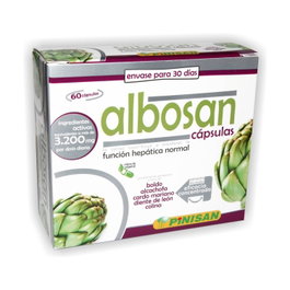 PINISAN Albosan 60 Cápsulas - Suplemento Hepático con Boldo, Alcachofa, Diente de León, Cardo Mariano y Colina, Función Hepática Normal, Vegano, Sin Gluten