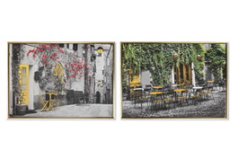 DKD Home Decor Cuadro Lienzo Calle Purpurina Surtido de 4 Unidades (73x3,5x53 cm)