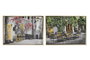 DKD Home Decor Cuadro Lienzo Calle Purpurina Surtido de 4 Unidades (73x3,5x53 cm)
