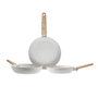San Ignacio Set 3 sartenes aluminio forjado revestimiento mármol antiadherente, Ø18/22/26 cm, aptas inducción, gas, eléctrico, vitrocerámica y halógeno