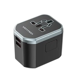 Vention FJCB0 Cargador de Pared 20W con Carga Rápida, 1 Puerto USB-C y 2 USB 2.0, Interiores, Negro