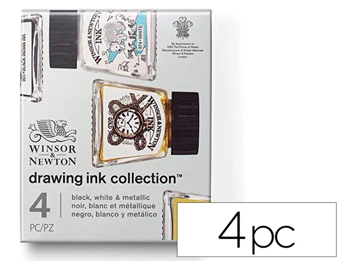 Winsor&newton Set de 4 Tintas Caligráficas Colores Metálicos y Básicos 14 ml Winsor&newton Set de 4 Tintas Caligráficas Colores Metálicos y Básicos 14 ml